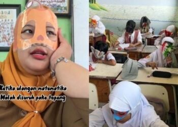 Viral, Siswa SD Pakai Topeng saat Ulangan Matematika Biar Tak Bisa Menyontek