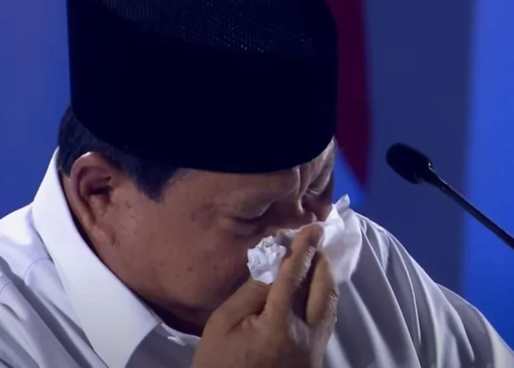 Presiden Prabowo Subianto menangis saat pidato di acara peringatan Hari Guru Nasional 2024.