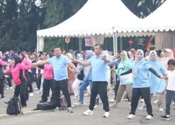 HUT ke-21, DPRD Dharmasraya Gelar Senam Massal bersama Masyarakat