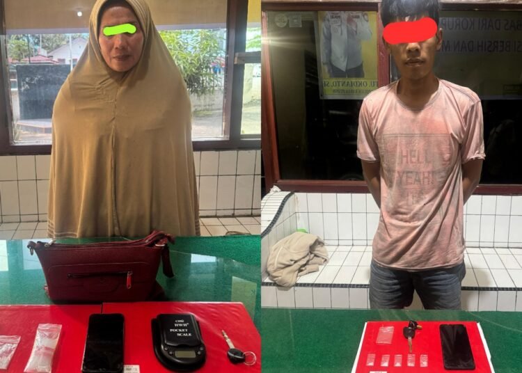 Seorang terduga pengedar sabu-sabu ditangkap Satuan Resnarkoba Polres Pesisir Selatan ketika akan menjual sabu-sabu di SPBU Pasar Bukit, Kampung Kumpulan, Banang, Nagari Air Haji, Kecamatan Linggo Sari Baganti, Jumat (24/1/2025) menjelang subuh. Foto: Dokumentasi Polres Pesisir Selatan.