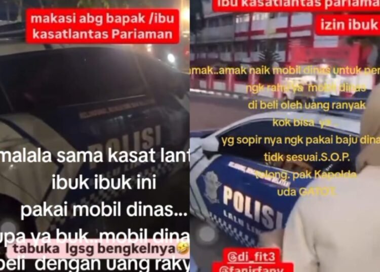 Tangkap layar video viral diduga ibu-ibu menumpangi mobil Kasatlantas Pariaman.