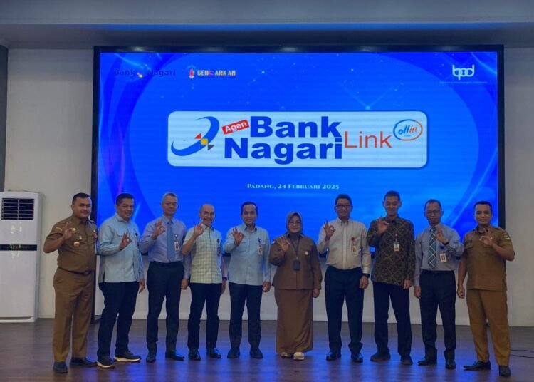 Bank Nagari meluncurkan rebranding layanan Laku Pandai dengan nama baru, Agen Bank Nagari Link pada Senin (24/2). (foto: ist)