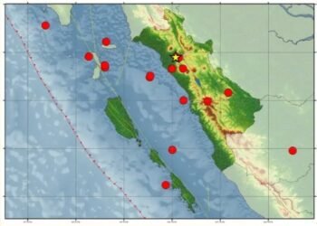 17 Gempa Guncang Sumbar selama Periode 11-17 April 2025