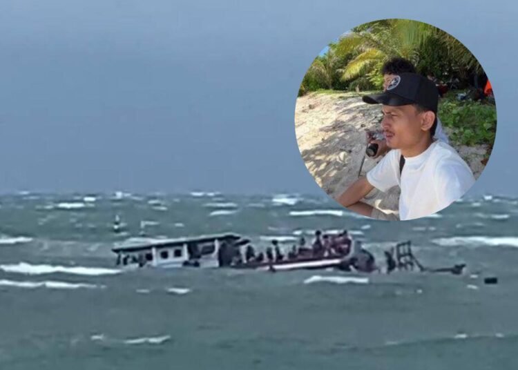 Kolase kapal karam (kiri) dan postingan wisatawan asal Sumbar yang jadi korban.