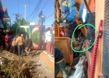 Bus ALS Tujuan Sumut-Jakarta Terbalik di Padang Panjang, Belasan Penumpang Terjepit