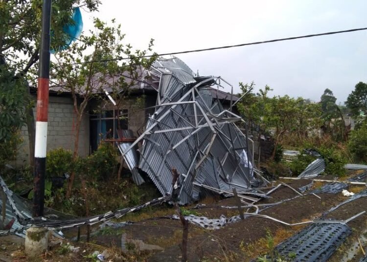 Angin puting beliung melanda Nagari Aia Dingin, Kecamatan Lembah Gumanti, Kabupaten Solok, Kamis (3/7/2025) sore.