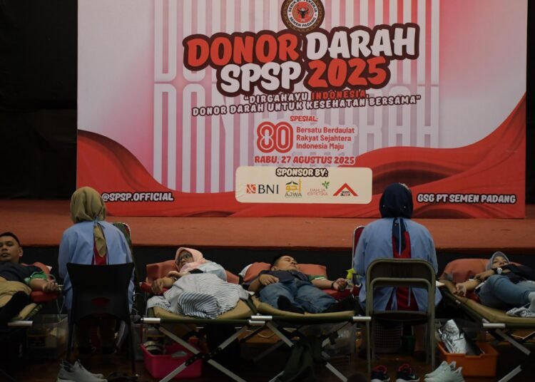 PT Semen Padang gelar donor darah di Gedung Serba Guna (GSG) perusahaan, Rabu (27/8/2025).