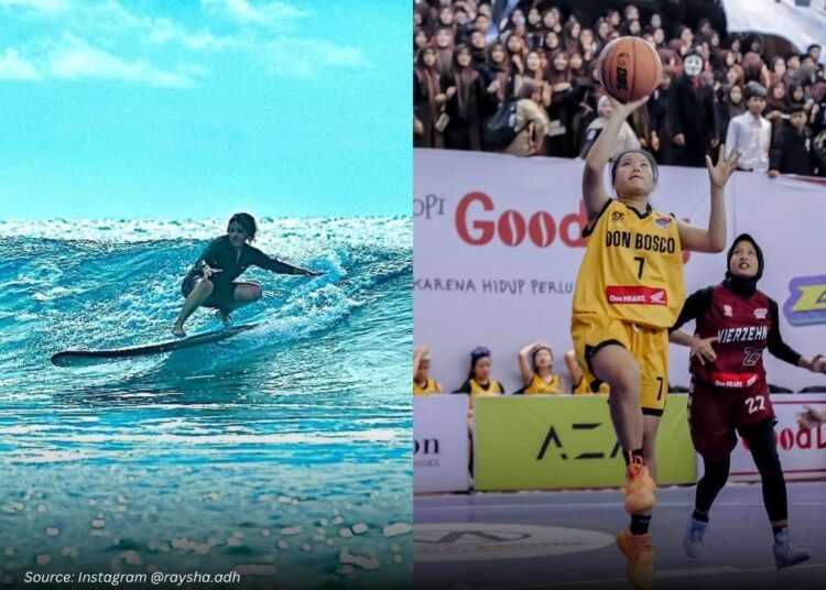 Rasya Adhani pebasket SMA Don Bosco Padang yang cinta dunia surfing.
