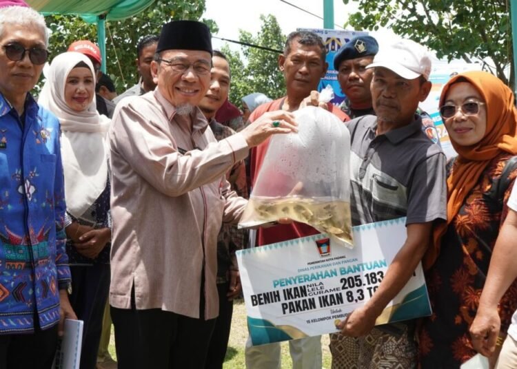 Wakil Wali Kota Padang, Maigus Nasir, menyerahkan bantuan sarana dan prasarana perikanan serta peninjauan Gerakan Pangan Murah (GPM) di Muaro Baru Pasie Jambak, Kelurahan Pasia Nan Tigo, Kecamatan Koto Tangah, Kamis (25/9/2025).