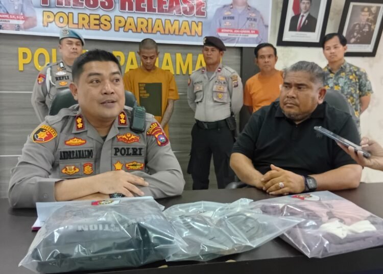 Konferensi pers kasus dugaan pencabulan di Mapolres Pariaman, Kamis (23/10/2025).