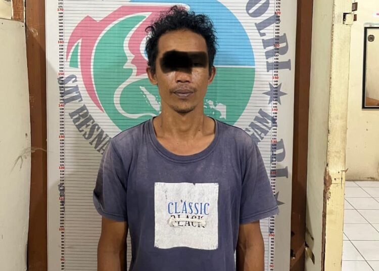 Polisi menangkap pria berinisial JS (40) beserta barang bukti ganja di Kecamatan Tanjung Raya, pada Senin malam (6/10/2025). Foto: Polres Agam