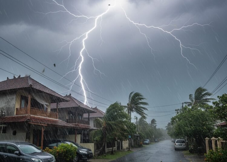 Ilustarasi hujan petir. Foto: ilustrasi AI