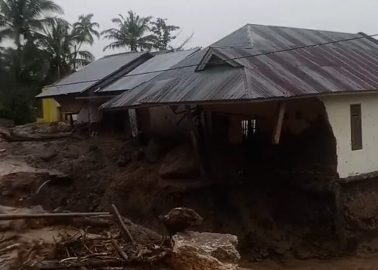 Banjir bandang atau galodo melanda wilayah Malalo, Kecamatan Batipuh Selatan, Kabupaten Tanah Datar, pada Rabu malam (26/11/2025). Foto: Ist