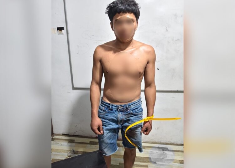 Pelaku penikaman berinisial RH diamankan polisi usai menikam tetangganya hingga tewas di Kecamatan Rao Selatan, Kabupaten Pasaman. Foto: Polres Pasaman