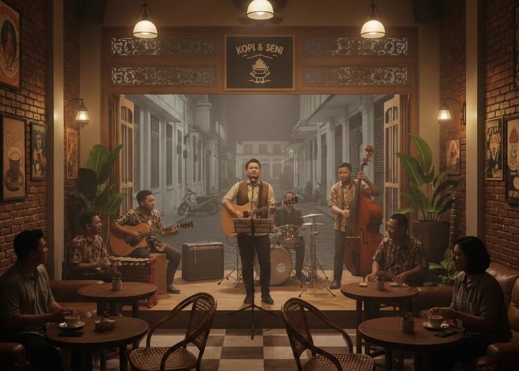 Ilustrasi penyelenggaraan acara musik di tempat usaha. Ilustrasi: AI