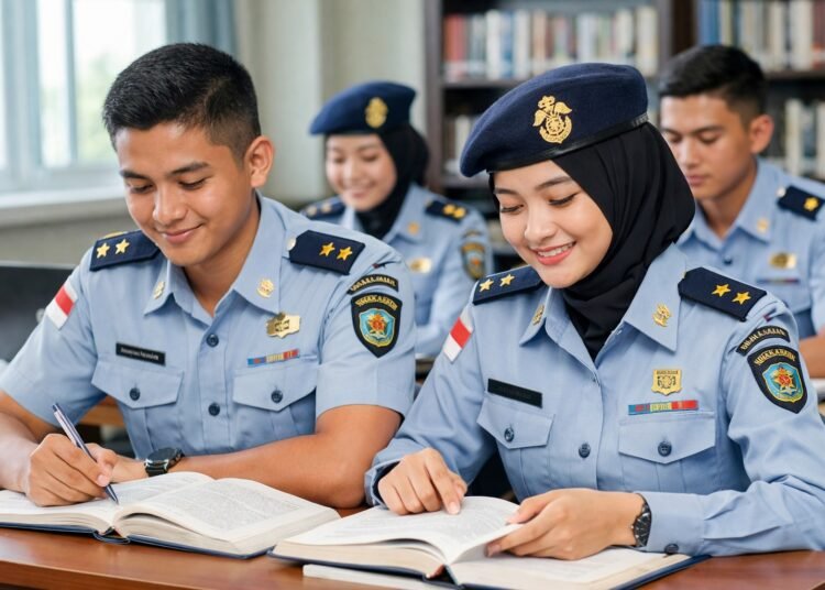 Ilustrasi mahasiswa sekolah kedinasan. Gambar dibuat dengan AI.