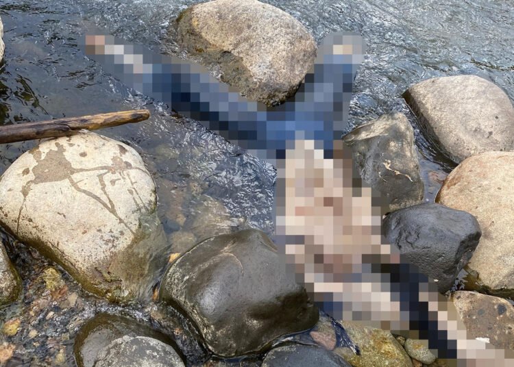 Warga menemukan kerangka manusia di Sungai Batang Tarusan, Kecamatan Koto XI Tarusan, Kabupaten Pesisir Selatan, pada Rabu (4/2/2026) sekitar pukul 16.45 WIB. Foto: Ist