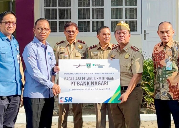 Sepanjang 2025 Bank Nagari telah memfasilitasi perlindungan bagi 1.488 pekerja UMKM binaan melalui kepesertaan BPJS Ketenagakerjaan selama enam bulan dengan total dukungan senilai Rp149.990.400.