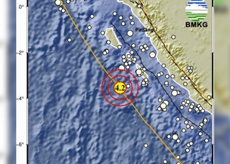Lokasi gempa Mentawai pagi ini. Foto: BMKG
