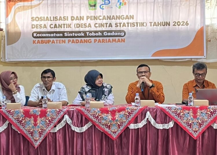 Pemerintah Kabupaten (Pemkab) Padang Pariaman mencanangkan Program Nagari Cinta Statistik (Nagari Cantik) di Kecamatan Sintuak Toboh Gadang, Rabu (15/4/2026).