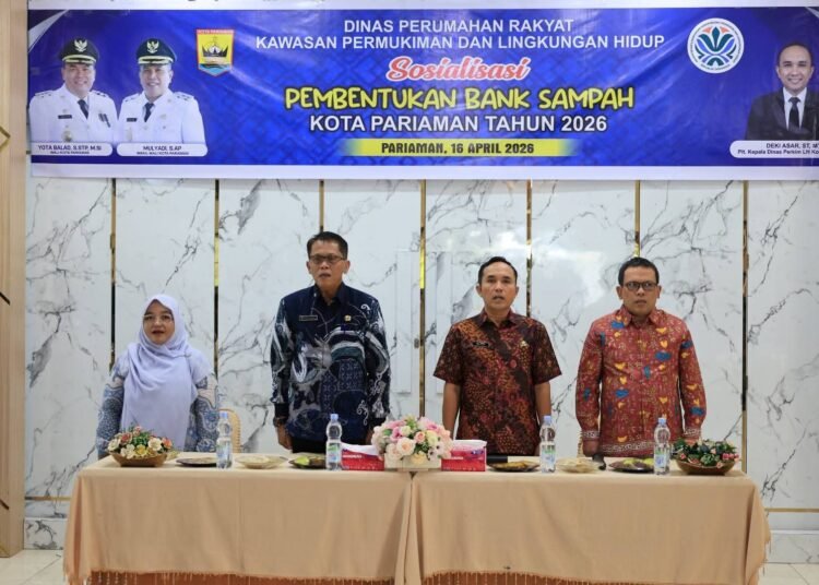 Pemerintah Kota (Pemko) Pariaman menggelar sosialisasi pembentukan bank sampah yang diikuti 130 peserta dari 10 desa dan kelurahan percontohan di Balairung Pendopo Wali Kota Pariaman, Kamis (16/4/2026).