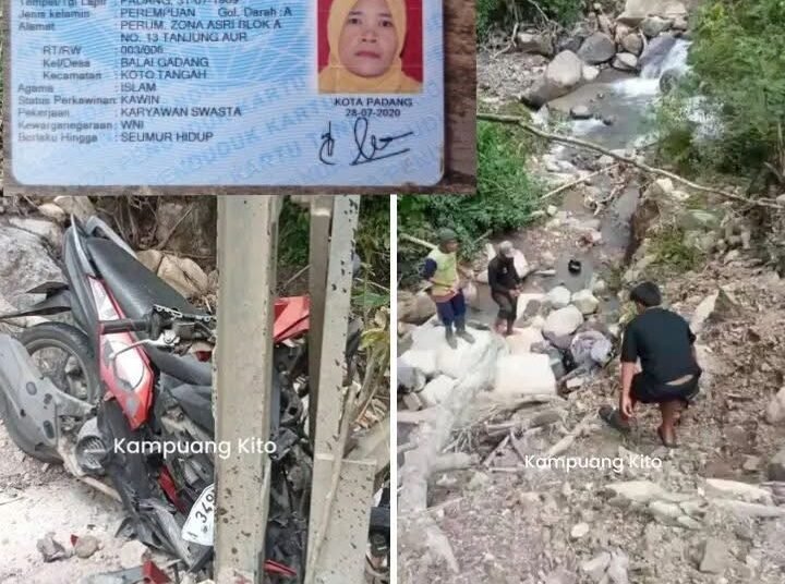 KTP milik korban yang ditemukan di lokasi kecelakaan di Jembatan Ampa Sirah, Pesisir Selatan, Senin (27/4/2026).