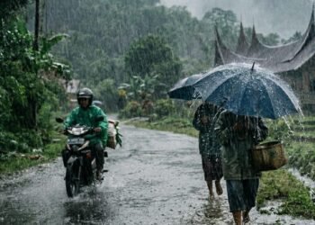 Ilustrasi hujan lebat. Foto: Ilustrasi AI