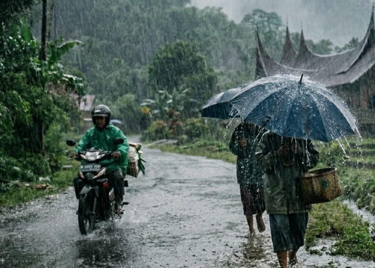 Ilustrasi hujan lebat. Foto: Ilustrasi AI
