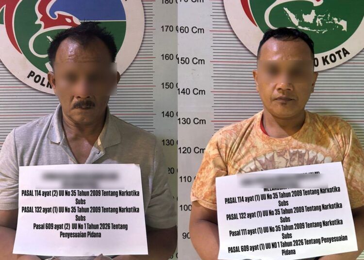 Polisi menangkap seorang bandar dan seorang pengedar narkoba di Nagari Mungka, Kecamatan Mungka, Lima Puluh Kota, Sumatera Barat (Sumbar), pada Rabu (6/5/2026) sore. Foto: Polres 50 Kota