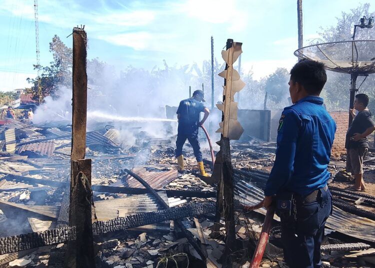 Sebuah kontrakan empat pintu hangus terbakar di Sindang, Desa Sindang Lunang, Kecamatan Lunang, Kabupaten Pesisir Selatan, Sumatera Barat, pada Kamis (14/5/2026).