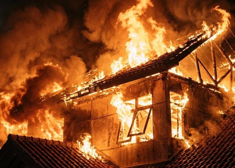 Sebuah rumah yang juga difungsikan sebagai warung sembako di Jalan Rambutan II Nomor 07, RT 004 RW 013, Kelurahan Kuranji, Kecamatan Kuranji, Kota Padang, Sumatera Barat, hangus terbakar saat listrik padam serentak pada Jumat (22/5/2026) malam. Foto: Ilustrasi AI
