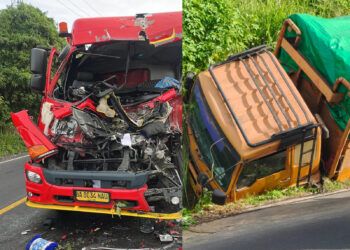 Truk Tabrak Truk Parkir di Tanah Datar, Diduga Sopir Mengantuk