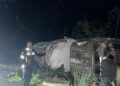 Sebuah Truk Rebah Kuda di Solok, Diduga Rem Tidak Berfungsi