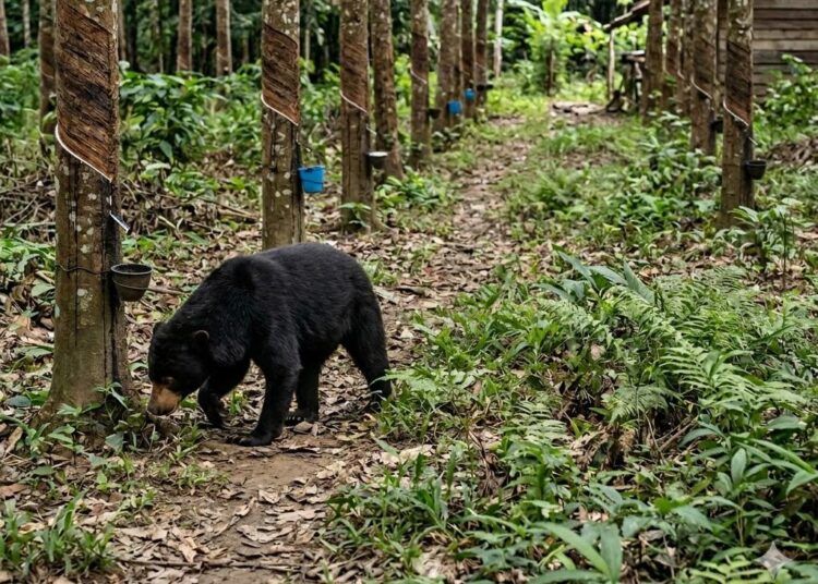 Seekor beruang madu dilaporkan mengejar tiga warga di Jorong Tago Palangi, Nagari Pangean, Kecamatan Lintau Buo, Kabupaten Tanah Datar, Sumatera Barat, pada Senin (1/6/2026) sekitar pukul 08.10 WIB. Foto: Ilustrasi AI