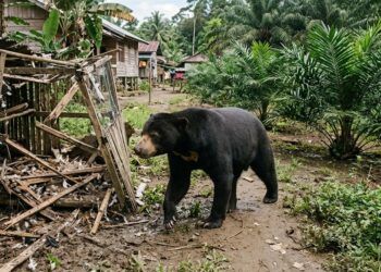 Beruang Berkeliaran di Permukiman Warga Pasaman Barat, Warga Cemas Keluar Rumah