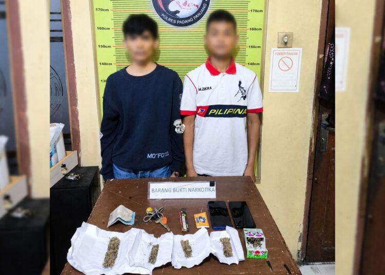 Polisi menangkap dua pemuda di kawasan Tikungan Tugu Semen Padang, Jalan Sutan Syahrir, Kelurahan Silaing Bawah, Kecamatan Padang Panjang Barat, Padang Panjang, Sumatera Barat (Sumbar), pada Jumat (5/6/2026) malam karena membawa ganja. Foto: Polres Padang Panjang