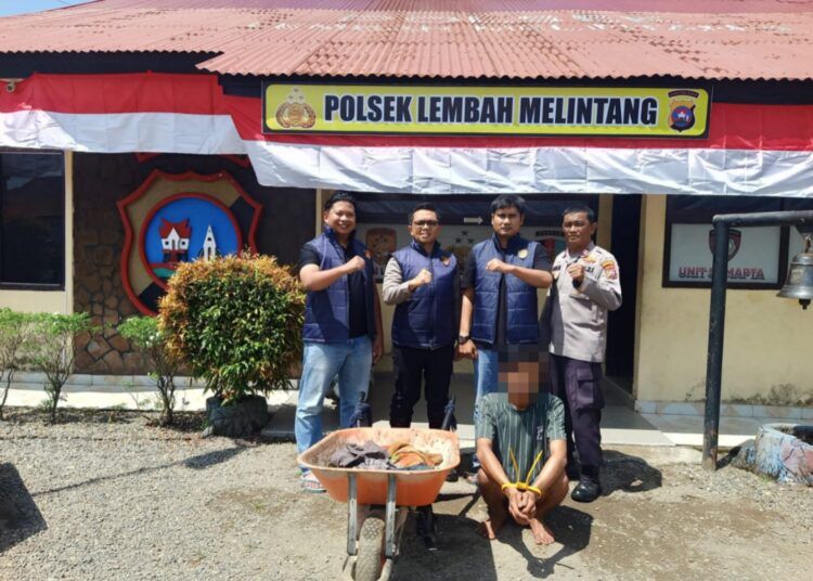 Polisi menangkap seorang buronan pencuri tandan buah sawit di sebuah warung di dekat rumahnya di Jorong Koto Dalam, Nagari Sungai Aur, Kecamatan Sungai Aur, Pasaman Barat, Sumatera Barat (Sumbar), pada Sabtu (27/6/2026) sekitar pukul 00.20 WIB. Foto: Polres Pasaman Barat