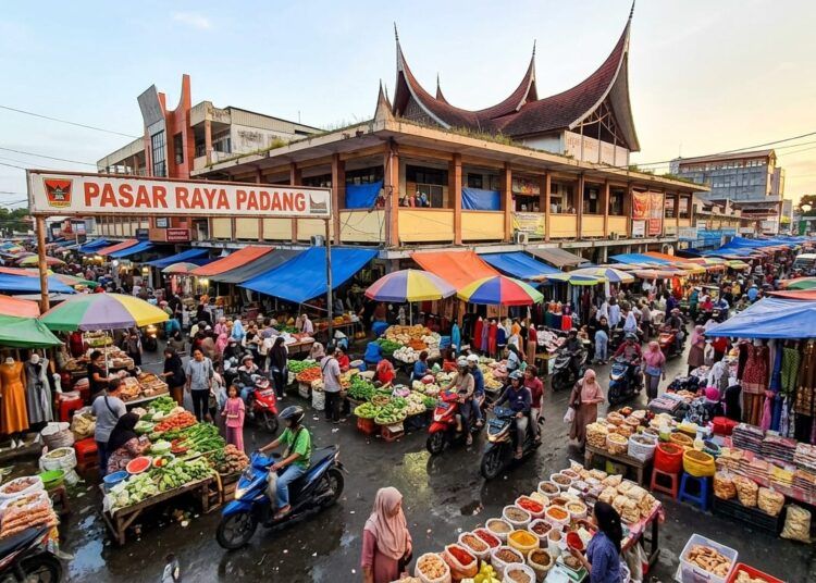 Ilustrasi suasana Pasar Raya Padang. Ilustrasi: Gemini AI