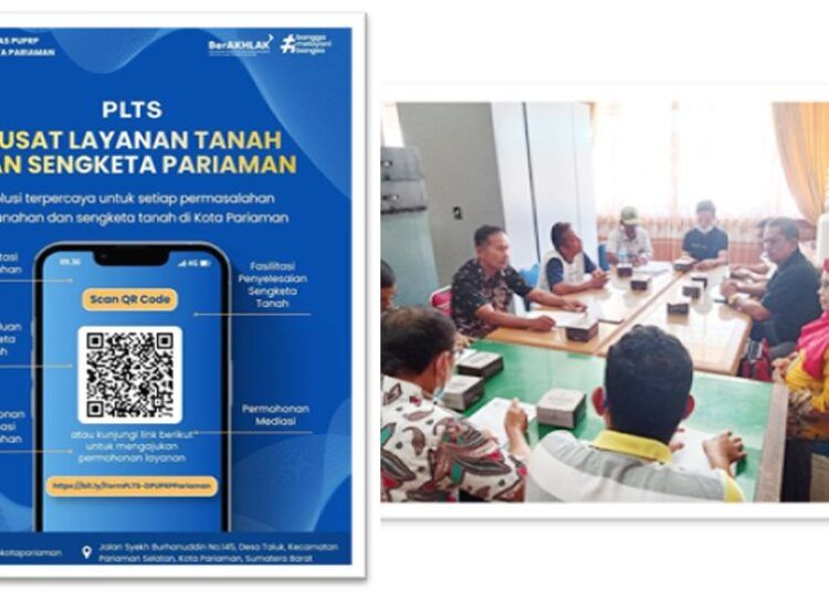 Petugas Dinas PUPRP Kota Pariaman memberikan pelayanan kepada masyarakat di Pusat Layanan Tanah dan Sengketa (PLTS), yang menyediakan konsultasi legalitas lahan, mediasi sengketa, serta layanan administrasi pertanahan secara terpadu.