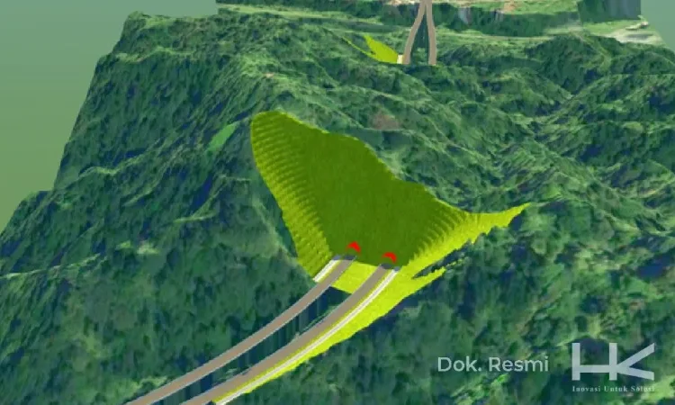 Foto: 3D Render rencana lanjutan Jalan Tol Bukittinggi-Sicincin di Sumatra Barat.(Dok. PT Hutama Karya)
