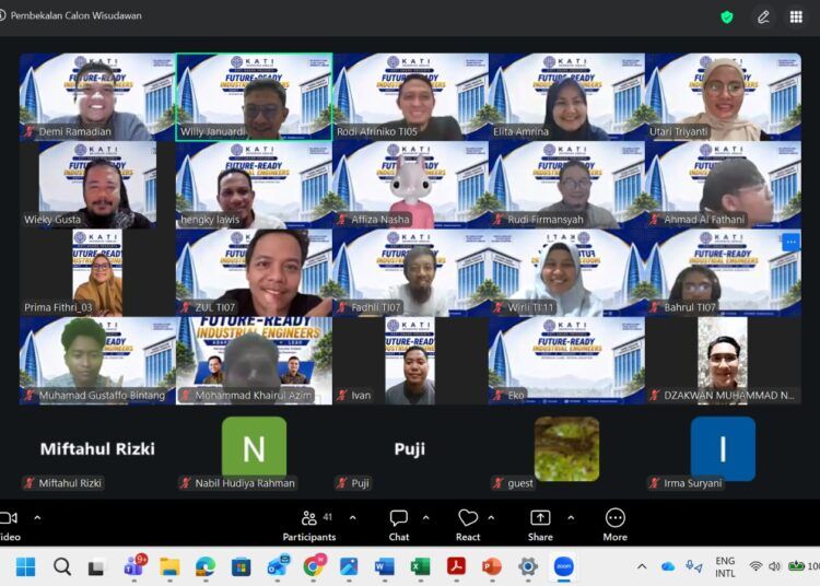 Suasana program pembekalan daring Future Ready Industrial Engineer: Adapt, Innovate, and Lead yang digelar KATI UNAND bersama Departemen Teknik Industri UNAND melalui Zoom, Selasa (30/6/2026)