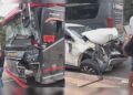 Video: Bus Asal Sumbar Tabrak Minibus di Jambi, Kedua Kendaraan Ringsek Parah