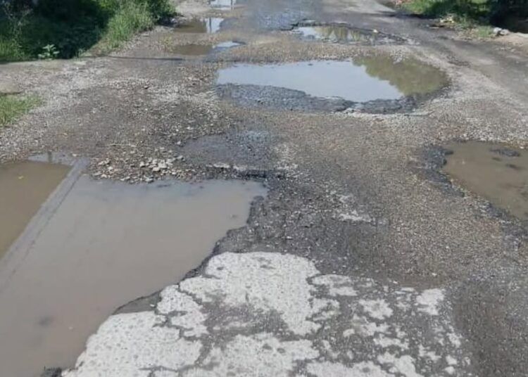 Salah satu ruas jalan rusak di Pasaman Barat.