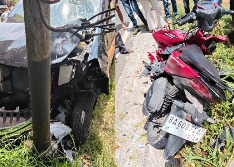 Sebuah minibus bertabrakan dengan sepeda motor di Jalan Lintas Bukittinggi-Payakumbuh, tepatnya di Jorong Baso, Nagari Tabek Panjang, Kecamatan Baso, Kabupaten Agam, Sumatera Barat, pada Kamis (3/9/2026) sekitar pukul 10.00 WIB. Foto: Polresta Bukittinggi