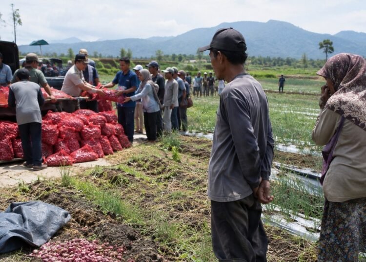 Ilustrasi penyaluran bantuan bibit kepada warga. Foto ilustrasi AI